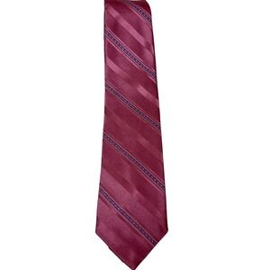 Vtg Lilly Dache Men's Burgundy Diagonal Stripe Silk Blend Necktie Made in USA